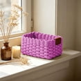 thumbnail image 4 of Woven Storage Basket, Small Storage Basket for Organizing Bathroom Kitchen Shelves Drawer, Cute Handled Wicker Bins for Decorative Square Basket Organizer, 4 of 6