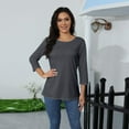 thumbnail image 5 of Plus-Size 3/4 Sleeve Tops，Women'S Casual 3/4 Sleeve T-Shirts Round Neck Cute Tunic Tops Basic Tees Blouses Loose Fit Pullover Shirt，Gray，Xxxl, 5 of 6