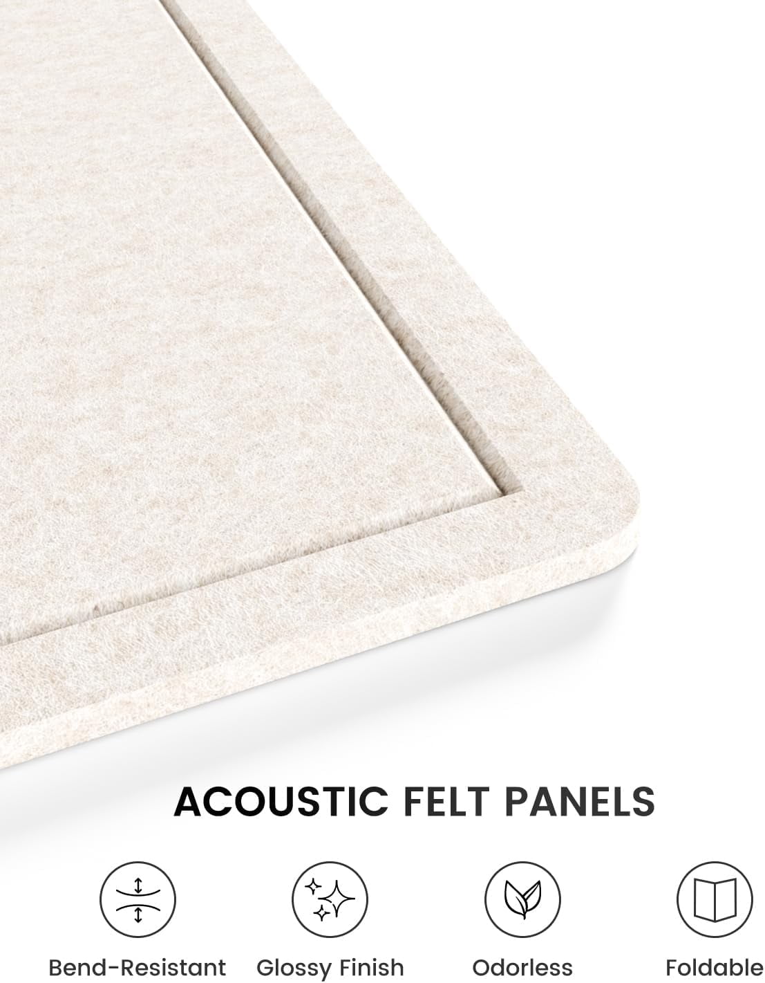 Bulletin Board, 23.6" x 17.5" Cork Board Alternative with 12 Safe Removable Adhesive Tabs, Foldable Felt Pin Board for Home Office, Classroom, Bedroom,Entryway for Walls—Oatmeal