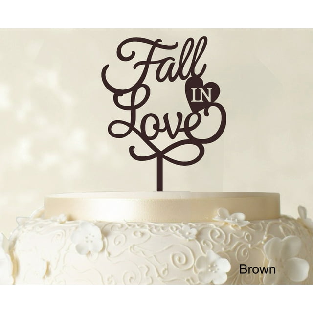 Fall In Love Wedding Cake Topper Personalized Brown Cake Topper Cake Decoration Option Available 6-7 Inches Wide