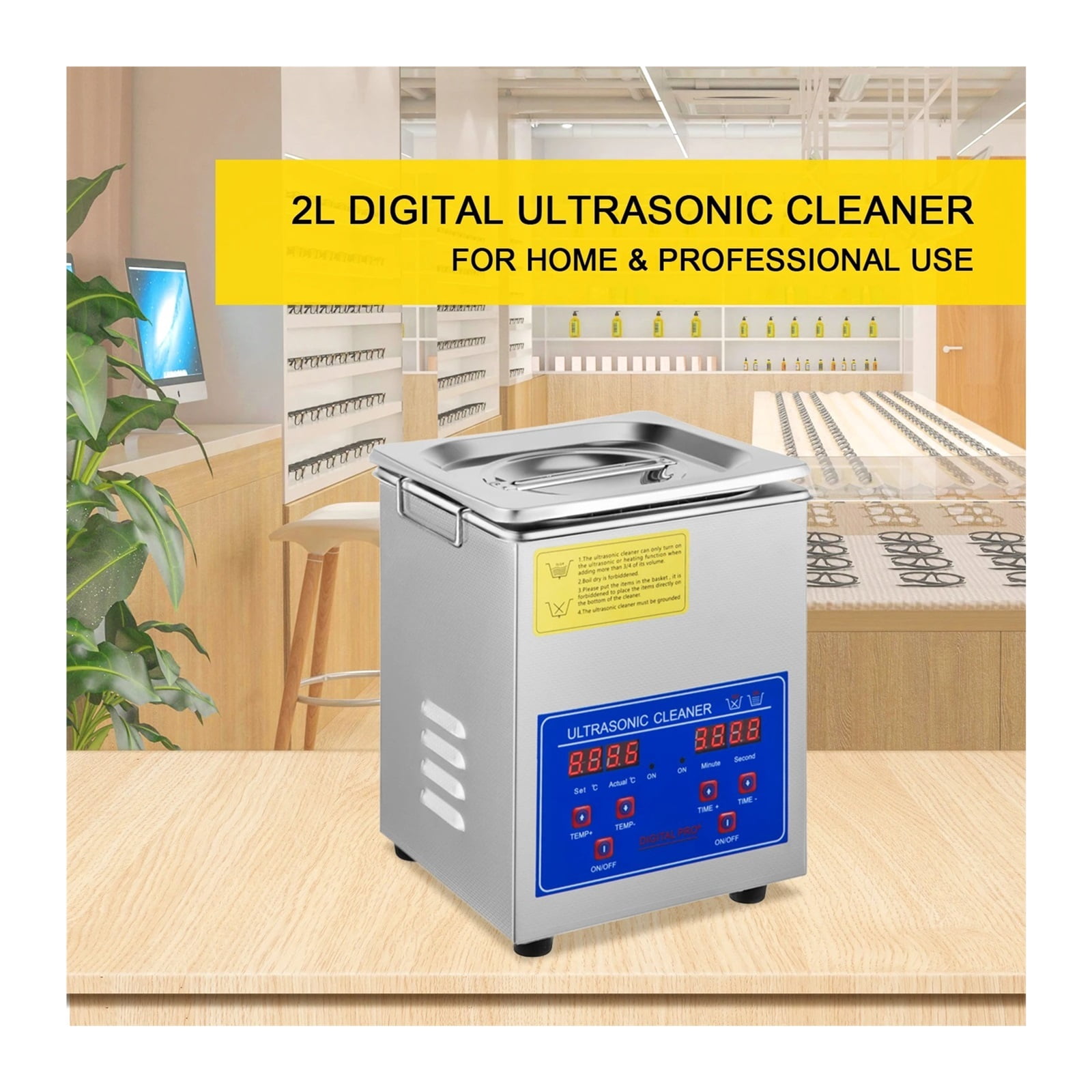 2L Ultrasonic Cleaner Machine Stainless Steel Ultrasonic Cleaning Machine Digital Heater Timer Jewelry Cleaning for Home