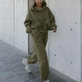 thumbnail image 3 of Brondbend Sweat Pants Set Woman Hoodies Pullover Long Sleeved Pocket Drawstring Pullover Solid High Waist Jogger Outfits Fashion Loose Tracksuits Running Fall Winter Sets Khaki, 3 of 6