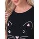 thumbnail image 5 of INSPIRAR CHIC Camisones de Mujer Camisetas de Noche con Impresión de Gatos Vestido de Sueño de Manga Corta L Negro, 5 of 6