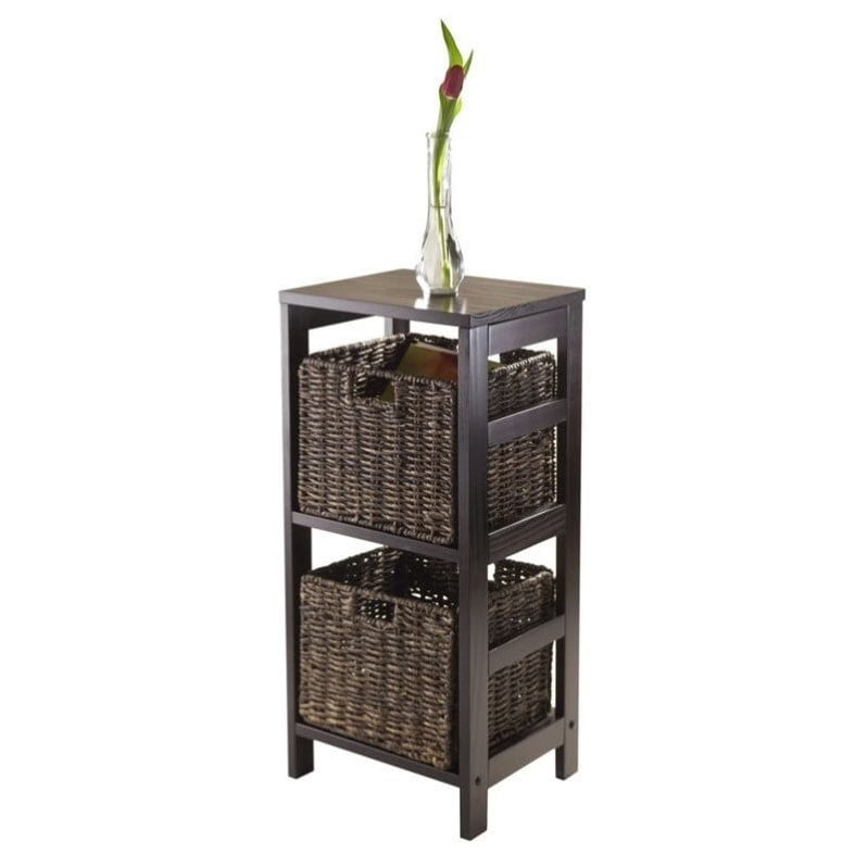 Espresso Winsome Wood Granville 3-Piece Storage Shelf with 2 Large Baskets