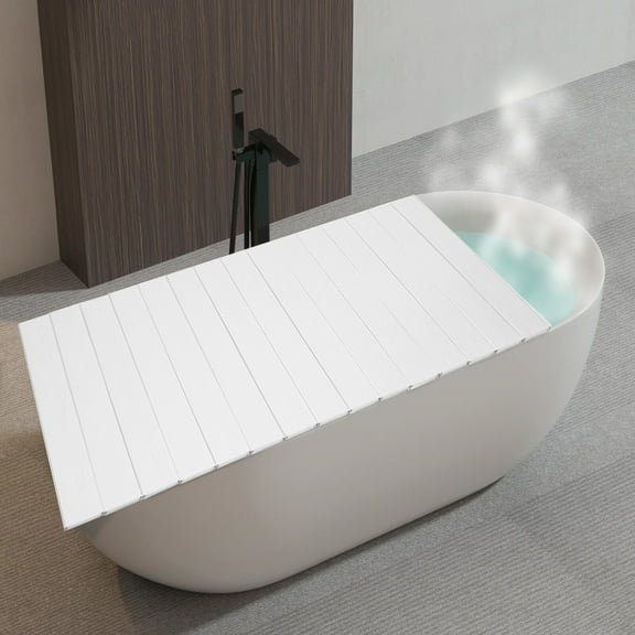 Bathtub Tray & Folding Bathtub Cover - PVC Shutter Bath Lid, Insulated Dustproof Waterproof Bath Cover for Home Bathroom SPA