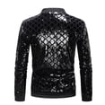 thumbnail image 3 of Hinvhai Men's Shiny Kacket foreign TradeStand Collar PearlJacket Black 10(L), 3 of 3