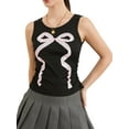 thumbnail image 2 of Musuos Women Summer Tank Tops Bowknot Embellished Casual Vests Sleeveless Round Neck Tops Streetwear, 2 of 10