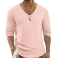 thumbnail image 2 of Men's Casual Solid Color V Neck Pullover Shirt Faddish Long Sleeve Soft Casual Basic T Shirts Lightweight Slim Fit Sports Shirt, 2 of 7