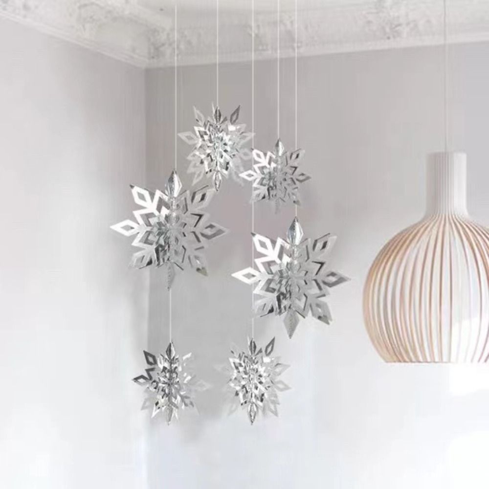 6pcs Christmas Frozen Party 3D Hollow Snowflake Paper Window