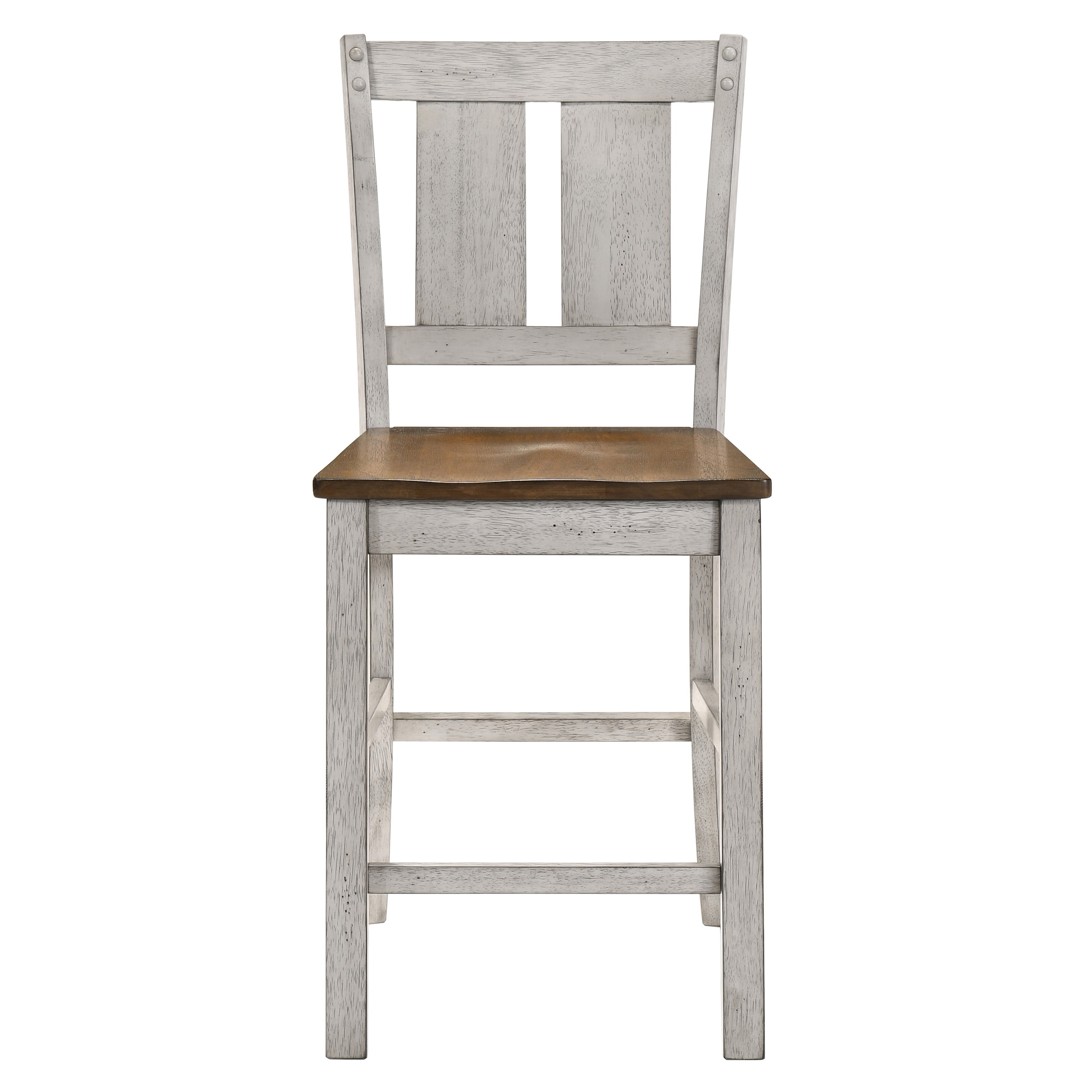 Furniture of America Waco Slat Back Wood White and Oak Counter Height Chairs (Set of 2)