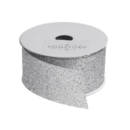 Princess Ribbon Set - Princess Glitter Metallic Christmas Ribbon, 1-1/2-Inch, 4 Yards, Silver