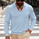 thumbnail image 4 of pstuiky manga larga para hombre, Blusa informal de manga larga con cuello en V y solapa para hombre, de color liso salir tops xl, 4 of 7