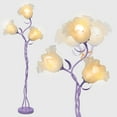 thumbnail image 3 of Flower Floor Lamp for Living Room, Tall Cute Reading Lamp with Flexible Neck Shaft for Bedroom Decor, Modern Corner Floor Lamps with 3-Color Temperatures LED Bulb (Purple), 3 of 7