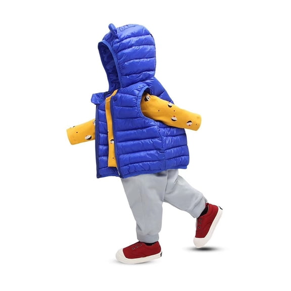 GiLiling Baby Boys Girls Hooded Puffer Vest Winter Lightweight Sleeveless Bear Ears Zipper up Jacket Down Vest Coat Kids (Blue, 12-18 Months)
