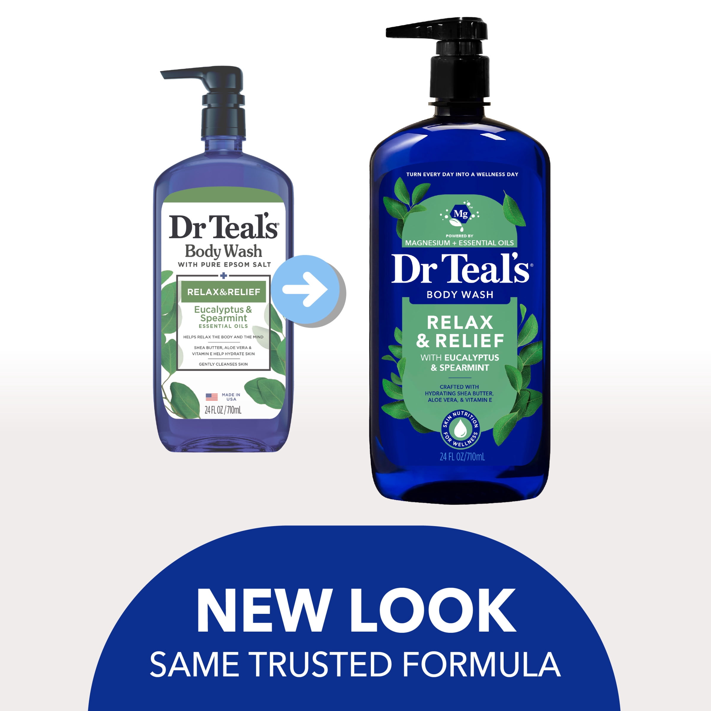 Dr Teal's Relax & Relief Body Wash with Pure Epsom Salt, Eucalyptus & Spearmint Essential Oils, 24 fl oz