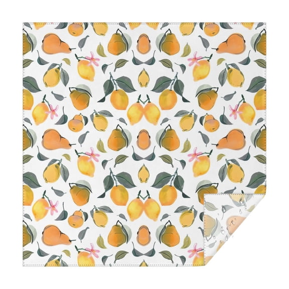 Mixed Fruits Leaves White Pattern Square Tablecloth,Waterproof Square Table Cover,Wipeable Spillproof Washable Table Cover for Home Kitchen Party Decor 42"X42"(107x107cm)