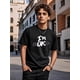 thumbnail image 1 of Teen Casual Crew Neck T-Shirt, 100% Cotton, Slight Stretch Knit Fabric, Random Print Lettering, Regular Fit Tops for Spring/Summer Outdoor Activities, 1 of 6