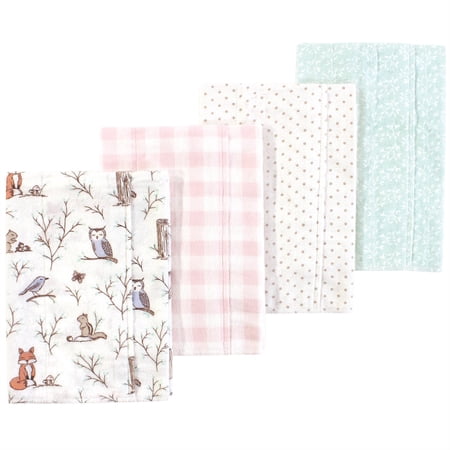Luvable Friends Hudson Baby Flannel Burp Cloths 4pk Pink Woodland