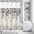 thumbnail image 2 of No Hook Shower Curtain, Grey Eucalyptus Shower Curtains for Bathroom with See Through Top Window, Farmhouse Weeping Leaves on Linen Waterproof & Washable Bath Curtain 60"x72", 2 of 9