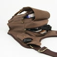 thumbnail image 3 of Mens Vintage Canvas Shoulder Messenger Bag Chest Leather Patchwork Messenger Bag(COFFEE), 3 of 5