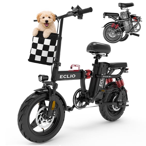 700W Electric Bike for Adults with 48V 14AH Removable Battery, Folding Electric Bike for Adults,14'' Ebike Urban City with 700W Motor, Electric Bike with 10 Shock Absorptions