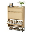 thumbnail image 4 of Giratree Shoe Storage Cabinet with 2 Flip Doors and 1 Drawer for Entryway, Natural, 31.5" * 9.25" * 46.85", 4 of 10