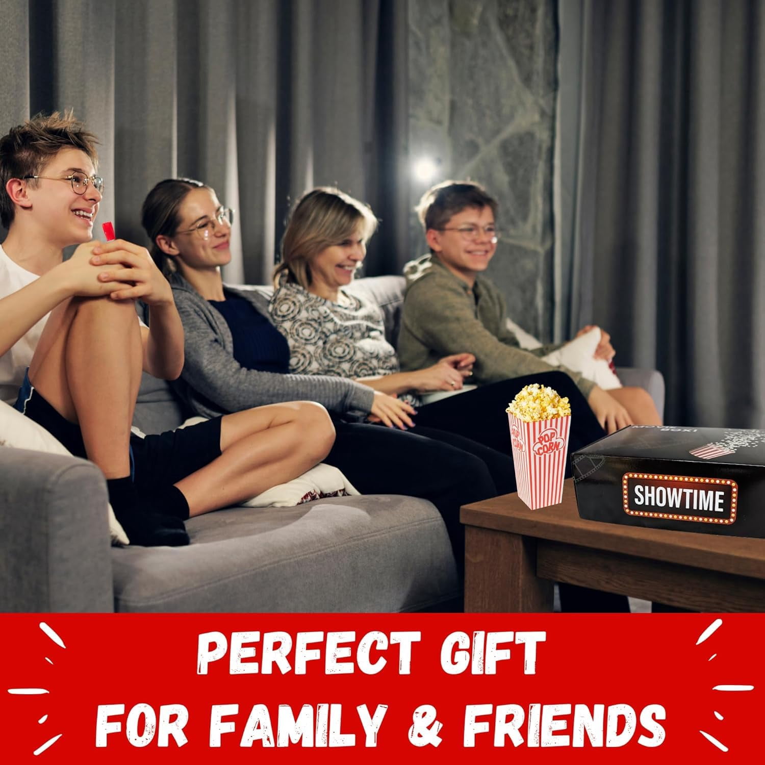 Movie Night Gift Basket – 42-Piece Gift Box with Popcorn, Candy, Snacks & Bingo