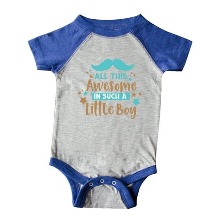 

Inktastic All This Awesome In Such A Little Boy - Blue Brown Gift Baby Boy Bodysuit