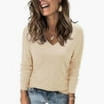 thumbnail image 5 of gakvbuo Fall Pullover Tunic Shirts For Women Women's Solid Color Casual Slim Fitting Knitwear Pullover V-Neck Long Sleeve Sweater Tops Blouse, 5 of 5
