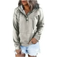thumbnail image 2 of gbyLJF Sweatshirt for Women Fall Casual Snap Button Drawstring Hoodies Pullover Long Sleeve Tops Lightweight Pocket A01_Gray M, 2 of 5