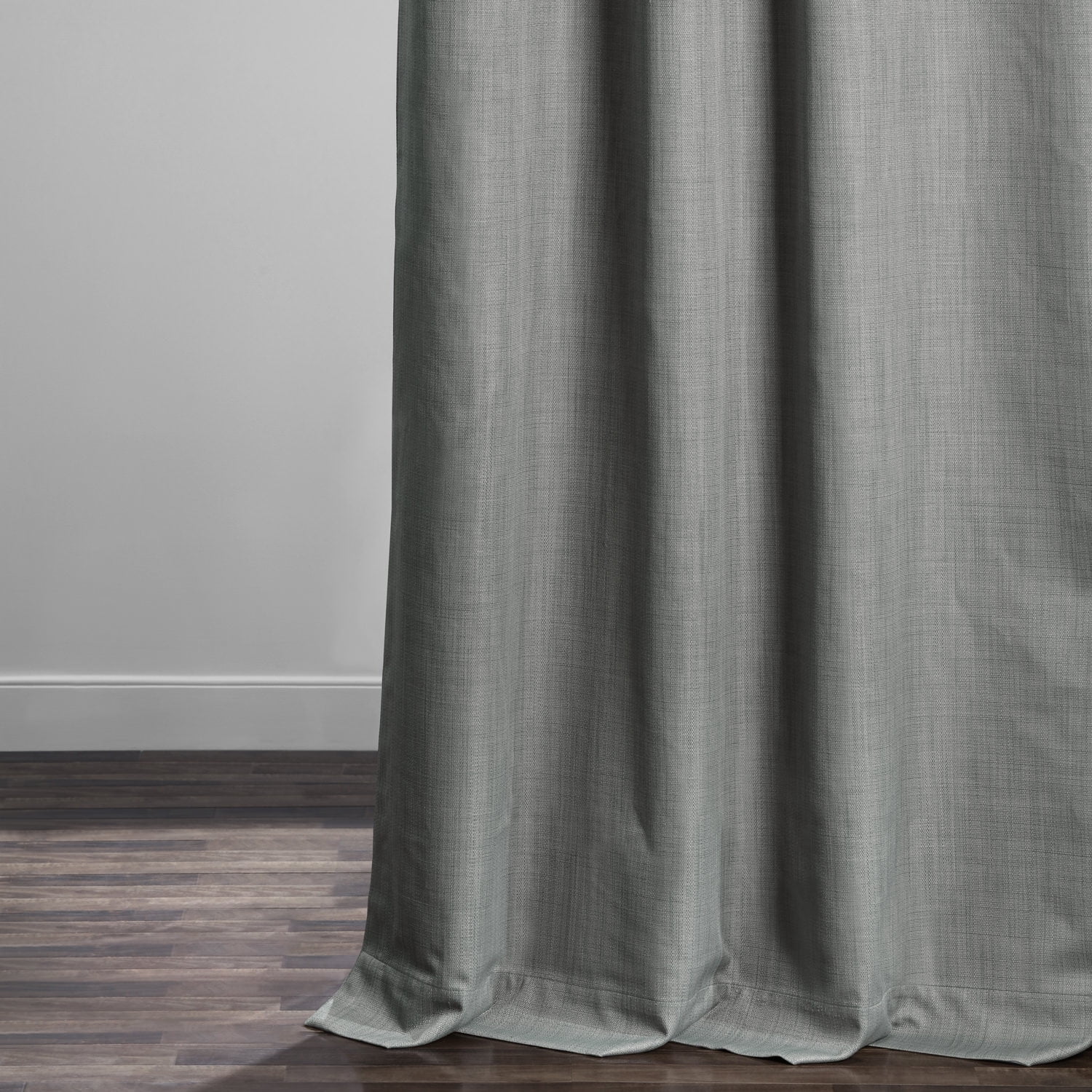 Pebble Grey Italian Textured Faux Linen Hotel Blackout Curtain (1 Panel), Pebble Grey, 50W X 96L
