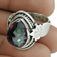 thumbnail image 2 of Mystic Topaz Natural Healing Gemstone Beautiful Handmade Jewelry For Women, Solid 925 Sterling Silver Statement Band Ring, Unique Gifts For Sister, 2 of 3