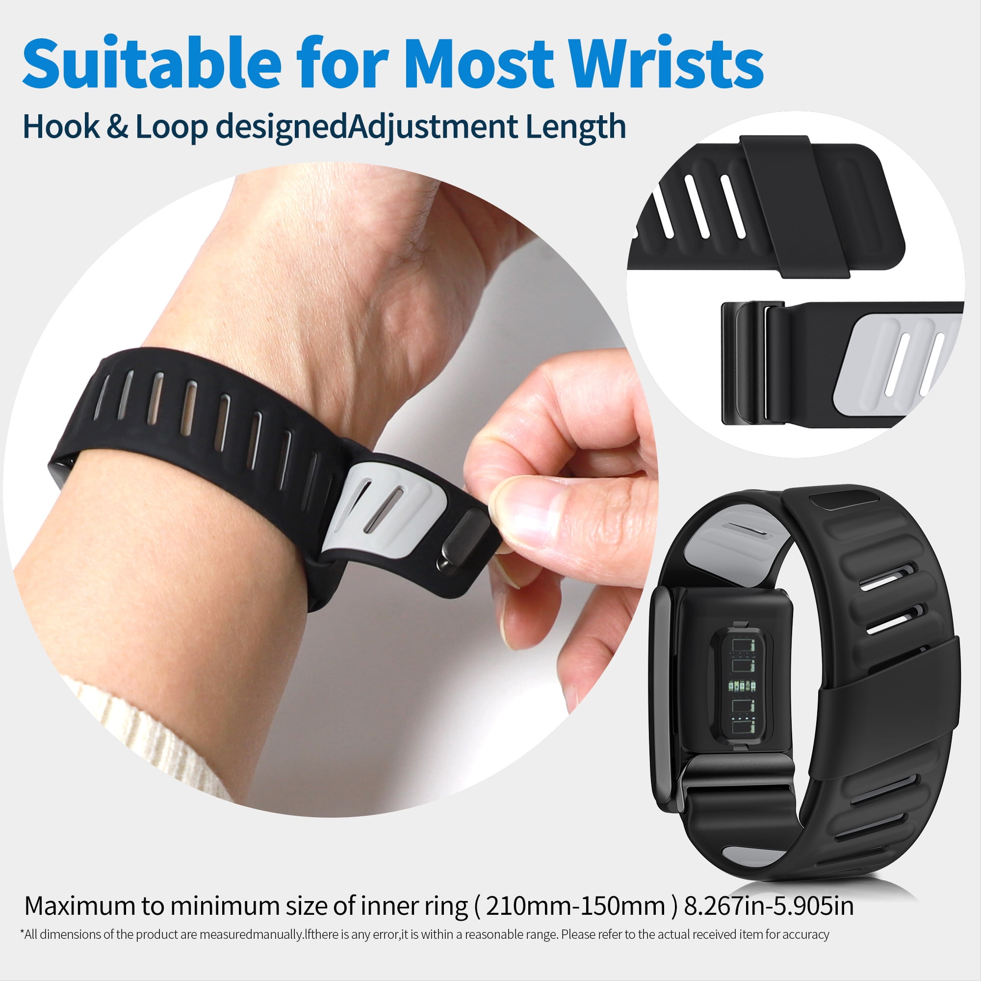 Bracelet Silicone De Rechange Pour WHOOP 5.0 Et 5MG - Silicone Doux, Fermeture Velcro, Taille Réglable 150-210 Mm - 6