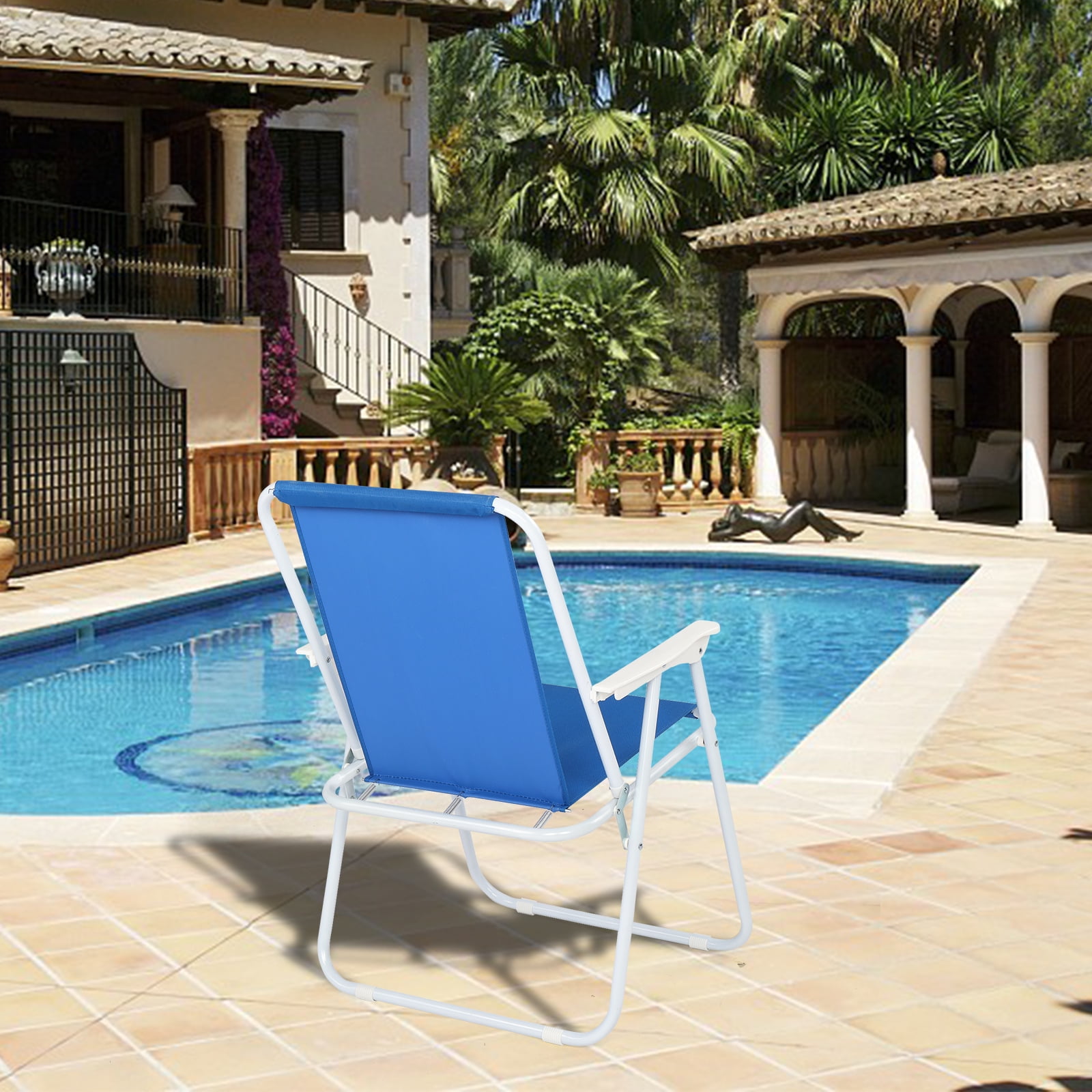 Outdoor Beach Chair Oxford Cloth Iron, Blue