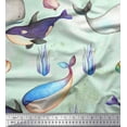thumbnail image 1 of Soimoi Cotton Duck Fabric Shell & Whale Fish Ocean Printed Fabric 1 Yard 42 Inch Wide, 1 of 1