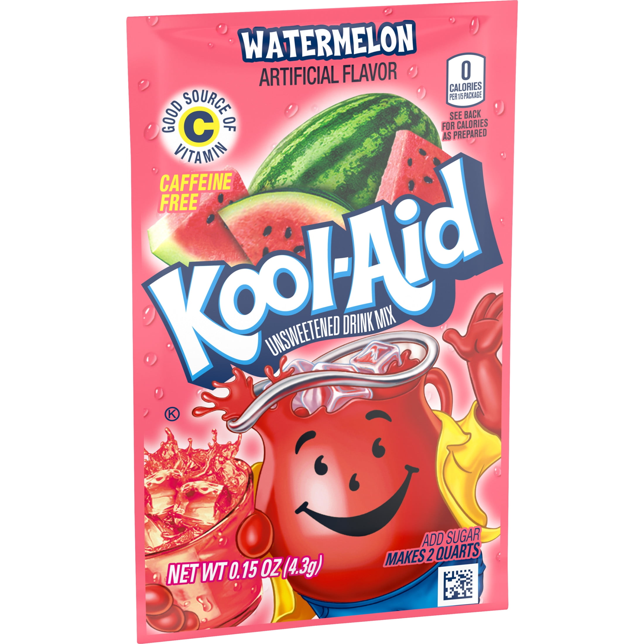 Kool-Aid Unsweetened Watermelon Powdered Soft Drink Mix, 0.15 oz Packet, Powders