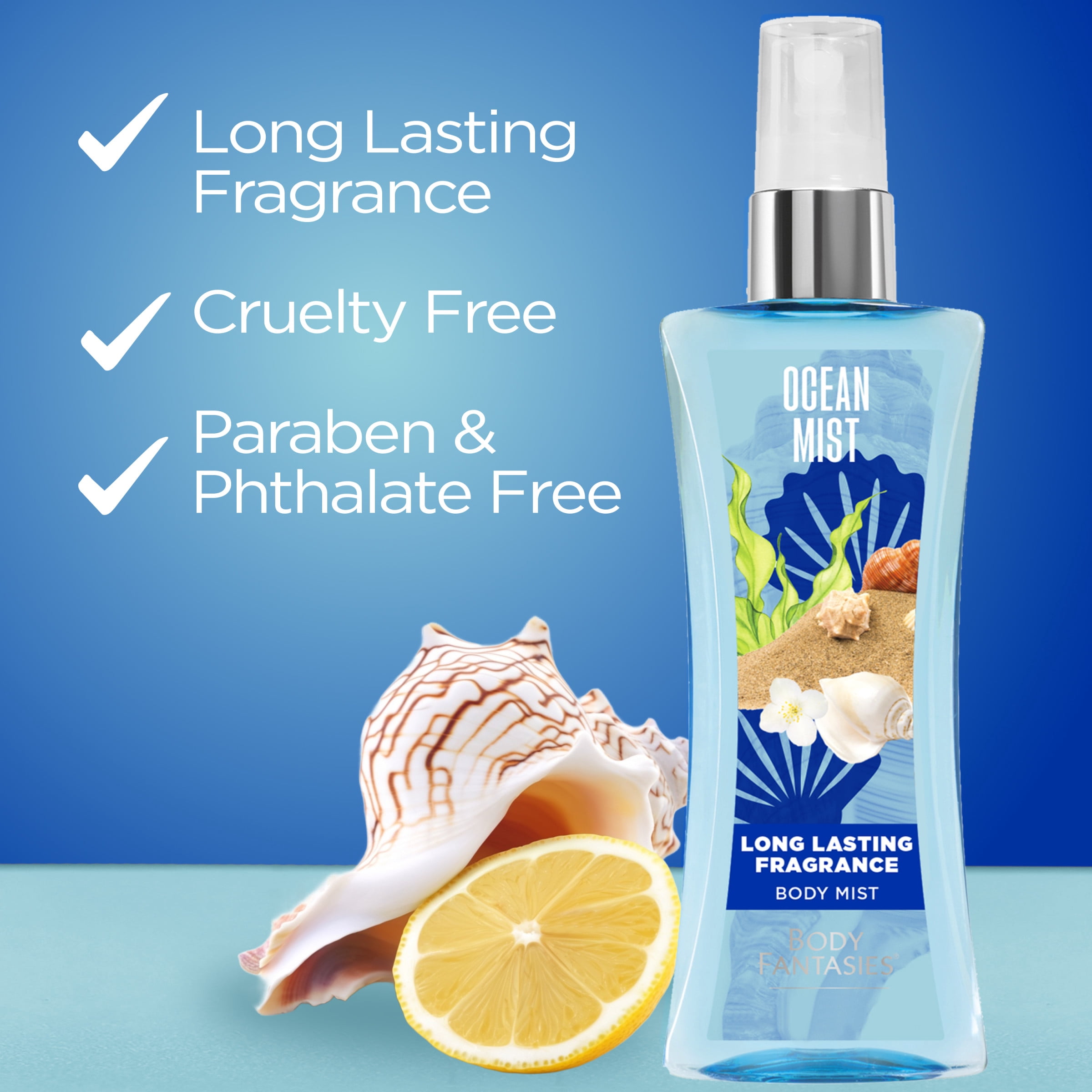 (3 pack) Body Fantasies Ocean Body Spray for Women, 3.2 fl oz
