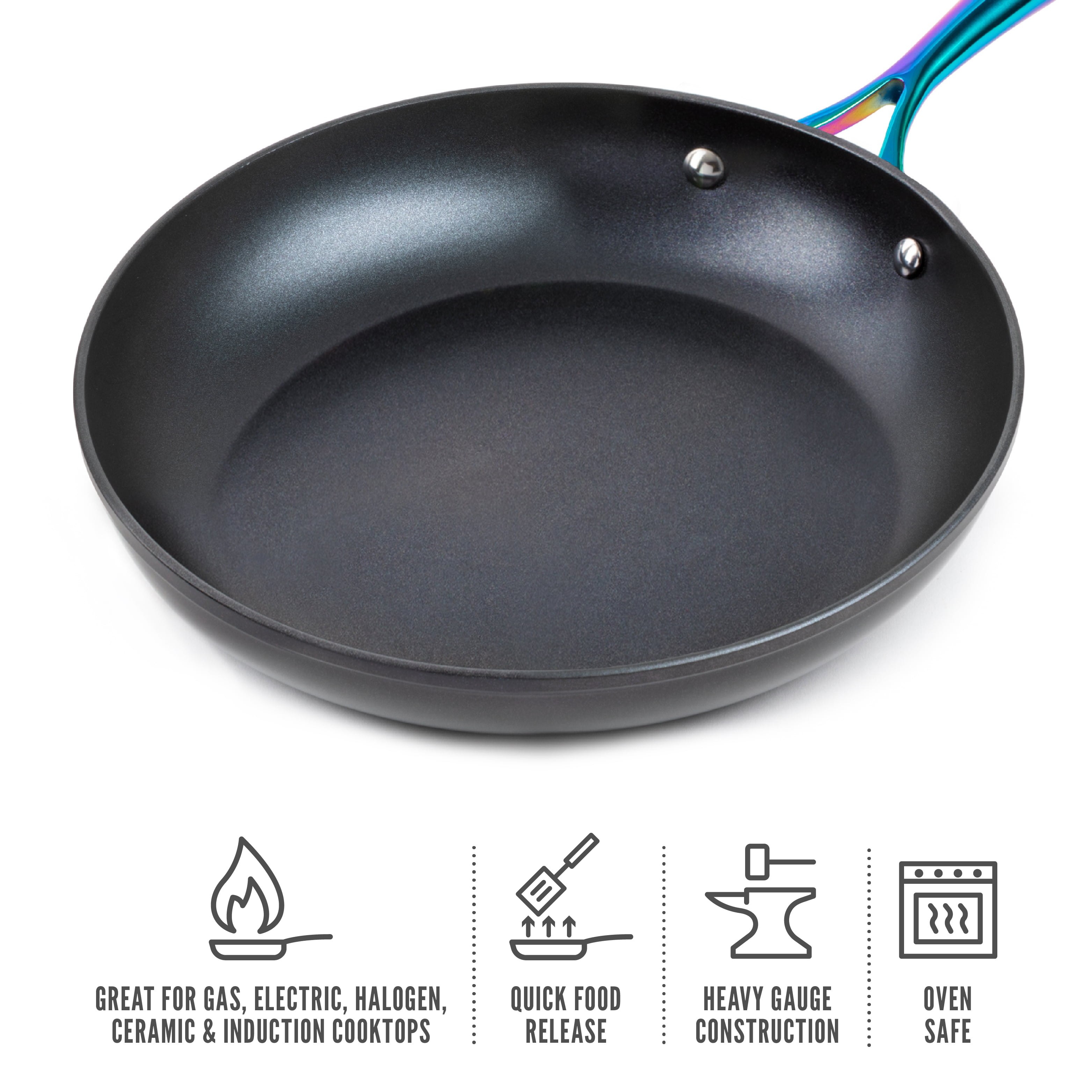 Basics 3-Piece Non-Stick Fry Pan Set, 8 inch, 10 inch, and 12 inch