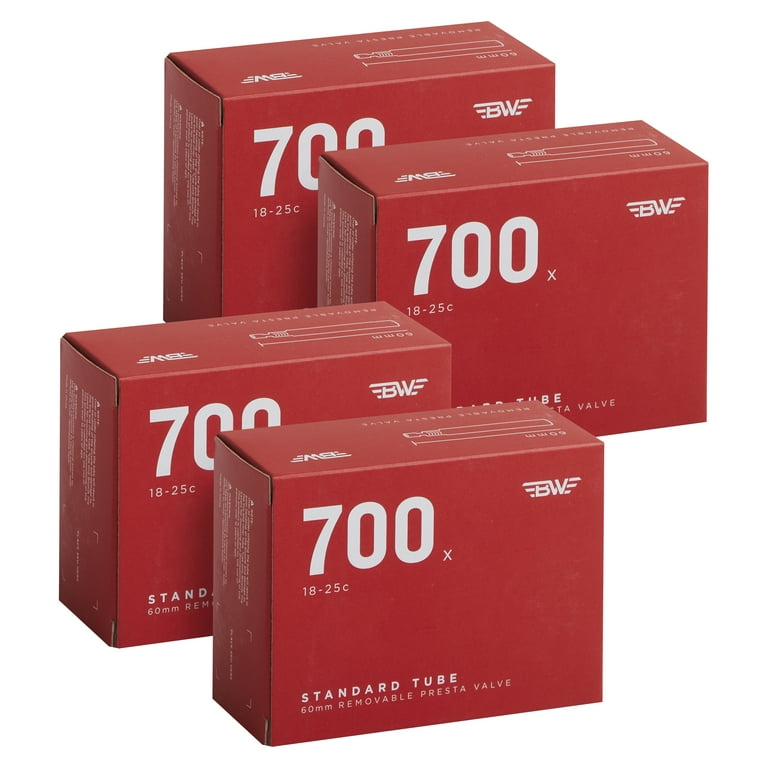 BW Bicycle Inner Tube 700 x 18 25C 60mm Presta Valve 4 Pack