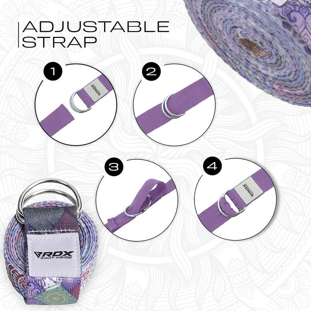 RDX 8ft Yoga Strap with D-Ring Buckle, Durable Polyester Cotton Adjustable Belts for Stretching P, F9