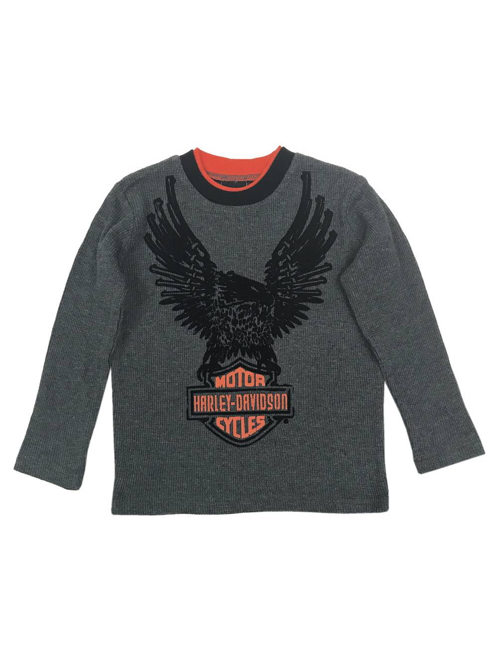 5T 4T 2T Harley-Davidson® Girls Throw Back Bright Orange Long Sleeve T-Shirt