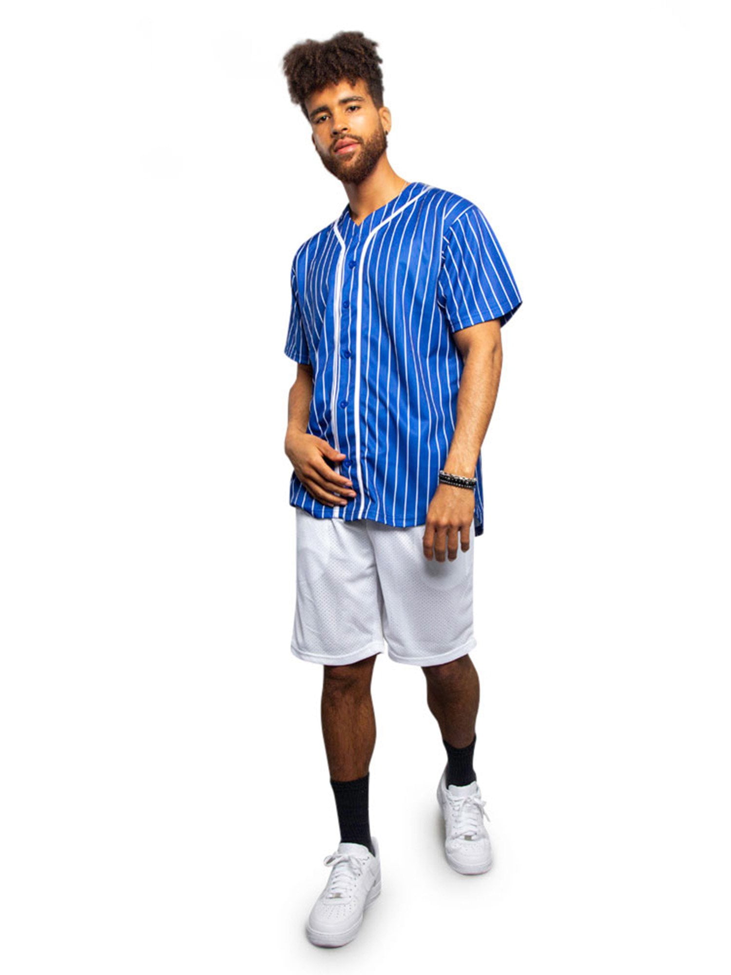 Men's Hipster Hip Hop Button Down Pin Striped Baseball Men's Hipster Hip Hop Button Down Pin Striped Baseball