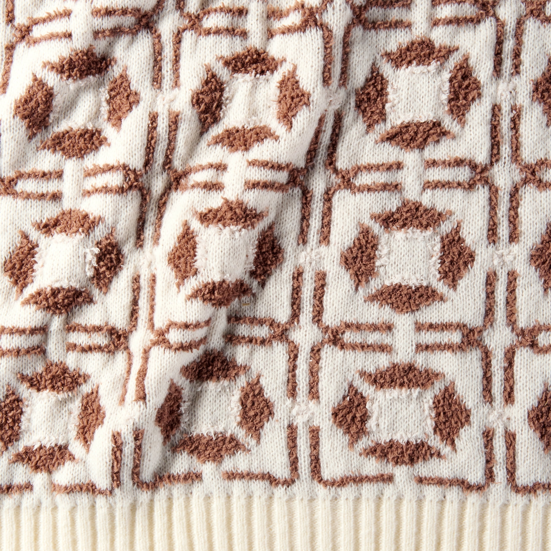Better Homes & Gardens Hi-Lo Cozy Knit Oversized Couch Throw Blanket, Brown Tile, 50 x 72 in