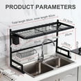 thumbnail image 3 of 2 Tier Over Sink Dish Drying Rack, Stainless Steel Kitchen Supplies Storage Shelf, Over Sink Drainer Shelf Utensils Holder - Kitchen Space Saver Washing Organizer for Kitchen Counter, 3 of 8