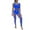 Blue, variant on Women Bodystocking Set Sleeveless Hollow Fishnet Crop Top Footed Long Pants Elastic Stretchy Mesh Tight Bodycon Beach Party Bedroom