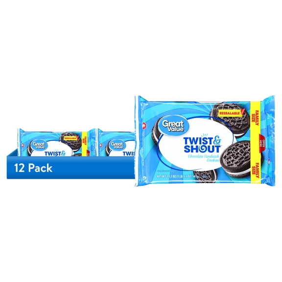 (12 pack) Great Value Twist & Shout Chocolate Sandwich Cookies, 19.1 oz
