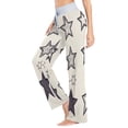 thumbnail image 4 of Women's Long Sleep Pants Home Pants Sleep Pants Wide-Leg Pants Design Elastic Fabric Casual Pants M Gray Star, 4 of 7