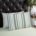 thumbnail image 4 of Sage Green Grey Stripe Throw Pillow Cover 20 x 30 Inch Decorative Pillow Cover Farmhouse Minimalist Striped Lumbar Pillowcase Seasonal Rectangle Cushion Case for Couch Sofa Bed Living Room, 4 of 7