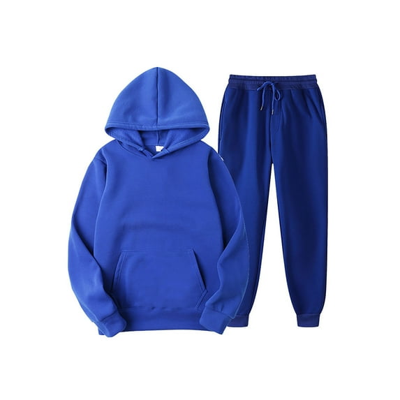 Noilla Mens Tracksuit Set Hooded Sweatshirts+Pant Outfits Two Pieces Jogger Sets Men Casual Hoodies Sweatsuit 2 Pcs Loungewear Royal Blue M