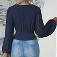 thumbnail image 4 of cfhntfmh Going out Tops for Women Fashion Cross V Neck Long Sleeve T-Shirts Fall Pleated Smocked Party Blouses, 4 of 4
